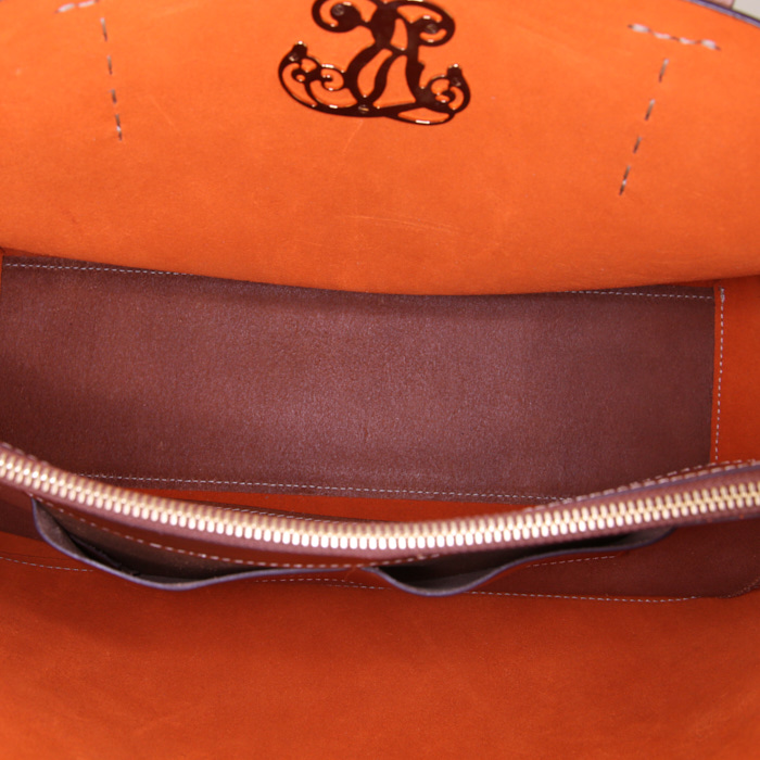 Ralph Lauren shopping bag in brown leather - Detail D2
