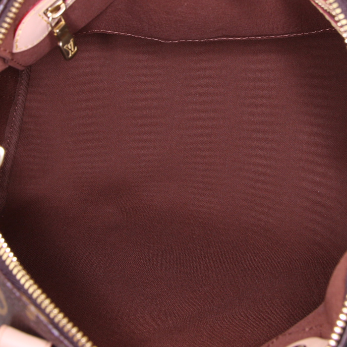 Bolso de mano Louis Vuitton Speedy Editions Limitées en lona Monogram marrón y cuero natural - Detail D3