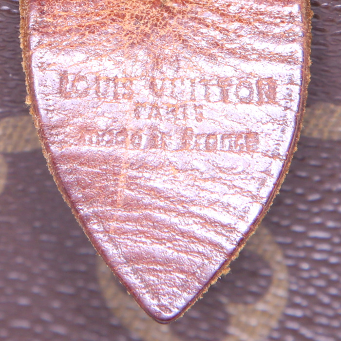 Sac à main Louis Vuitton Speedy 35 en toile monogram marron et cuir naturel - Detail D3