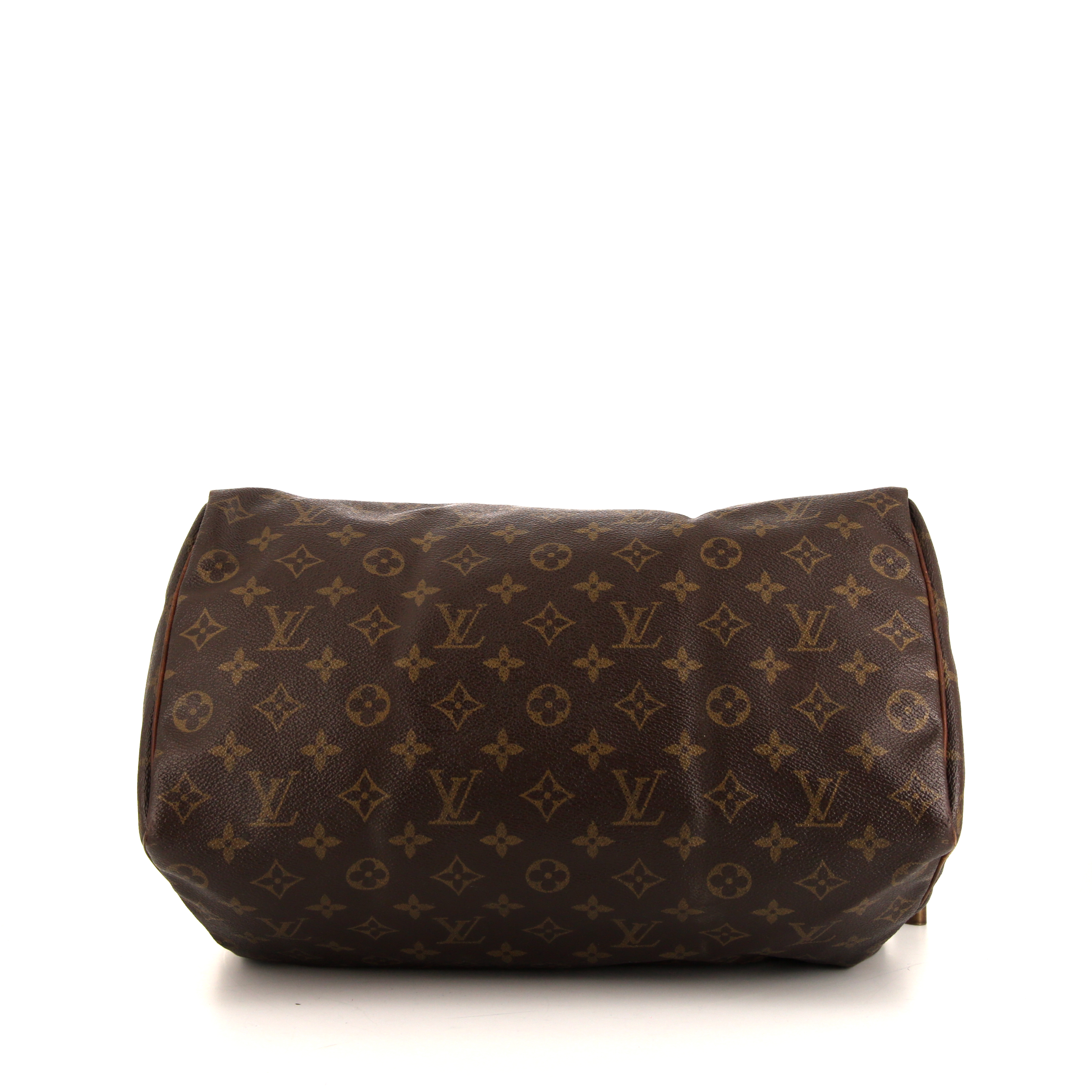 Louis Vuitton Speedy 35 handbag in brown monogram canvas and natural leather - Detail D4
