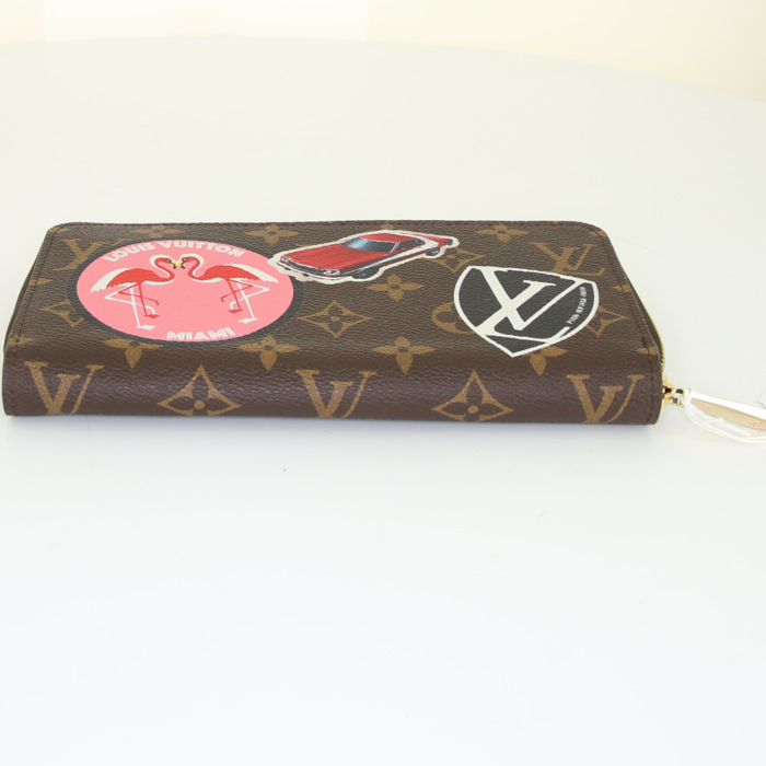 Portafogli Louis Vuitton Zippy in tela monogram cerata marrone a motivo patchwork - Detail D4