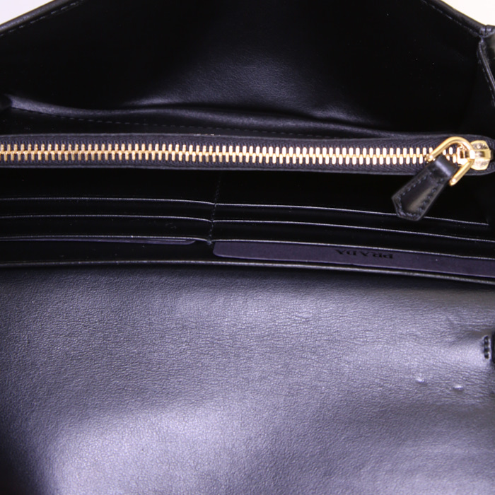 Pochette Prada Cahier in velluto verde rosso giallo e nero - Detail D2