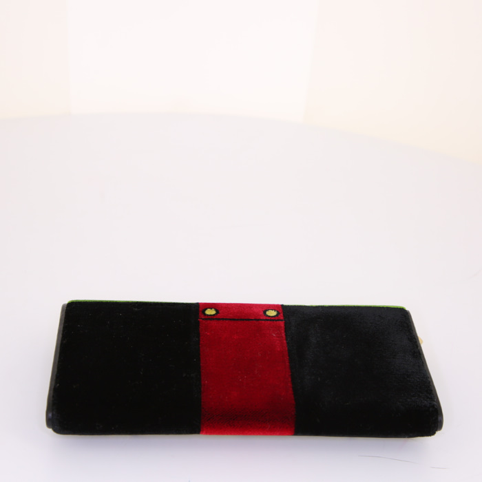 Pochette Prada Cahier en velours vert , rouge jaune et noir - Detail D4