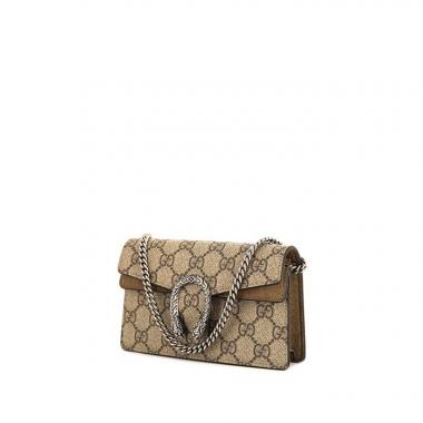 Borsa da spalla o a mano Gucci Dionysus mini in tela monogram cerata beige e tessuto scamosciato beige