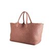 Bottega Veneta large model shopping bag in pink braided leather - 00pp thumbnail