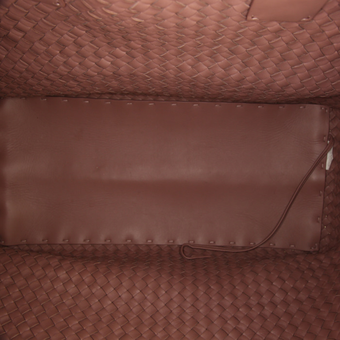 Bottega Veneta large model shopping bag in pink braided leather - Detail D2