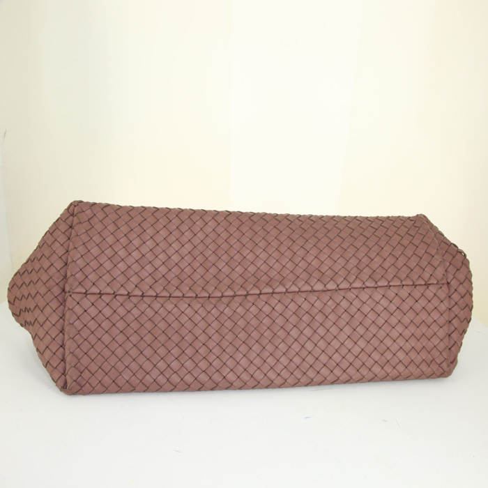 Bottega Veneta large model shopping bag in pink braided leather - Detail D4