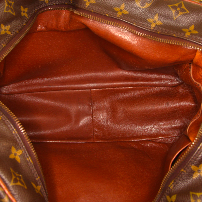 Sac bandoulière Louis Vuitton Reporter en toile monogram marron et cuir naturel - Detail D2