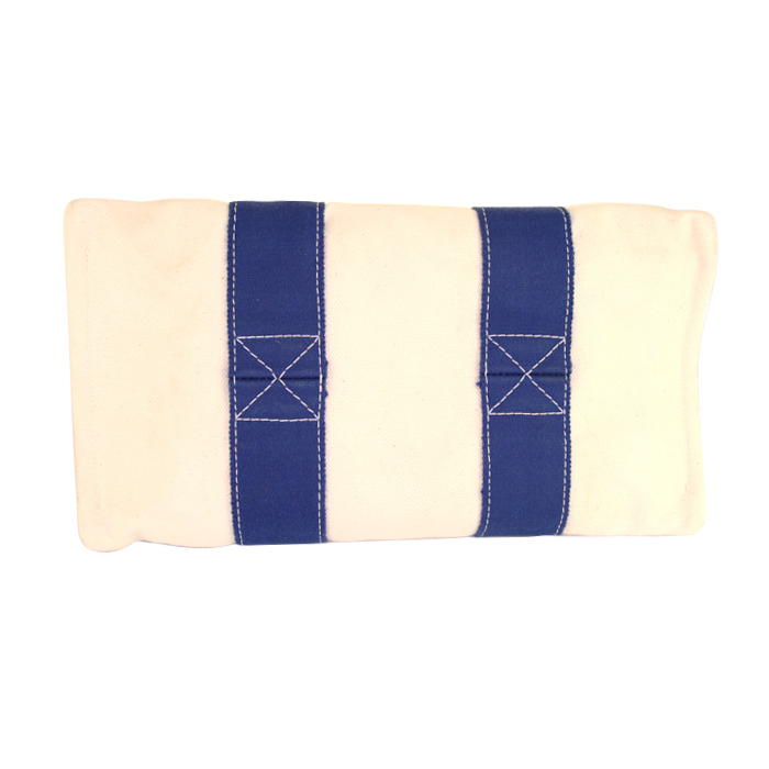 Hermes Toto Bag - Shop Bag shopping bag in white and blue canvas - Detail D4