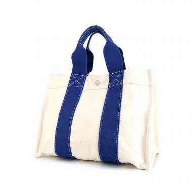 Shopping bag Hermes Toto Bag - Shop Bag in tela bianca e blu