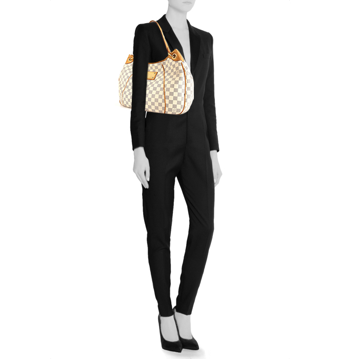 Borsa Louis Vuitton Galliera modello medio in tela a scacchi e pelle naturale - Detail D1