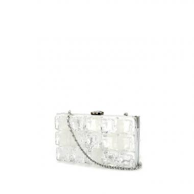 Minaudière Chanel Ice Cube en plastique transparent et cuir argenté