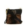 Prada Nylon shoulder bag in black canvas and furr and leather - 360 thumbnail