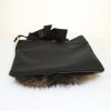 Prada Nylon shoulder bag in black canvas and furr and leather - Detail D4 thumbnail