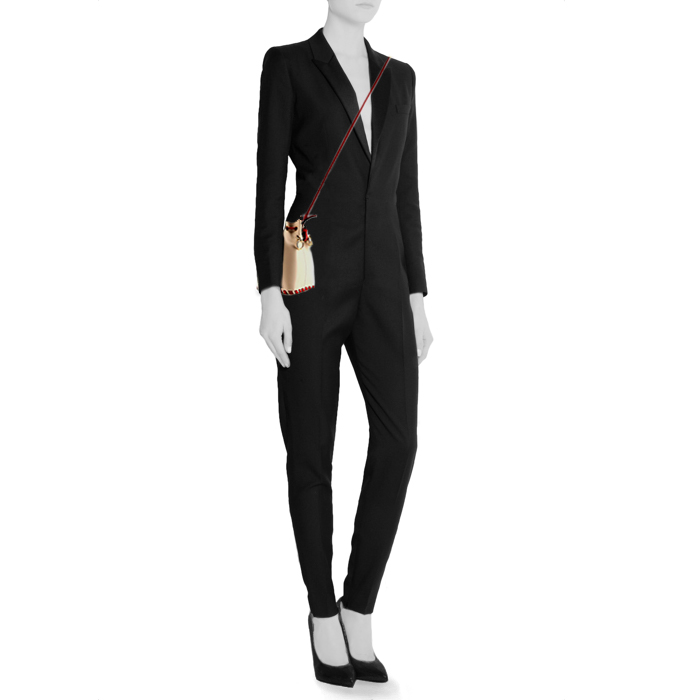 Fendi Mon Trésor shoulder bag in off-white and red leather - Detail D1