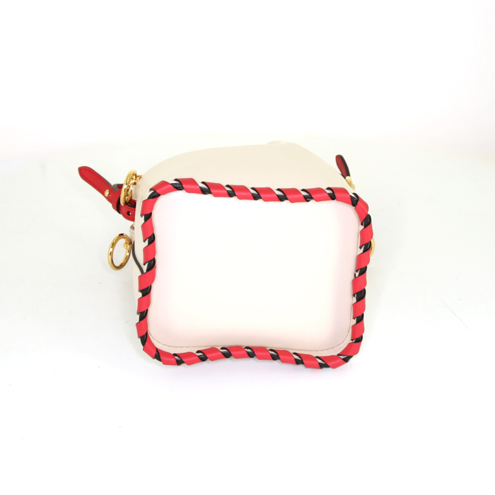 Fendi Mon Trésor shoulder bag in off-white and red leather - Detail D4