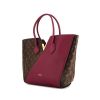 Louis Vuitton Kimono shopping bag in varnished pink leather and brown monogram canvas - 00pp thumbnail