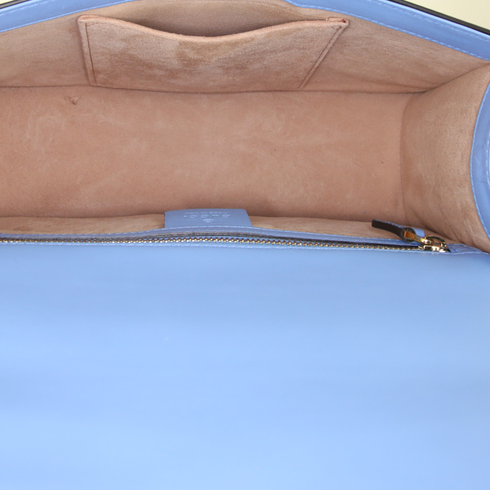 Bolso de mano Gucci Sylvie modelo pequeño en cuero azul - Detail D3