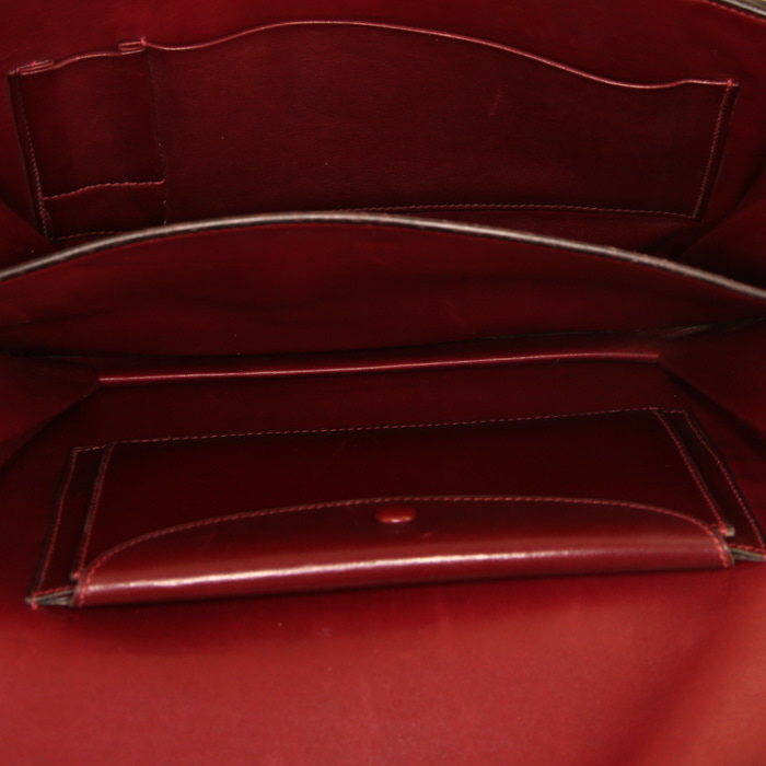 Hermès Loto handbag in burgundy box leather - Detail D2