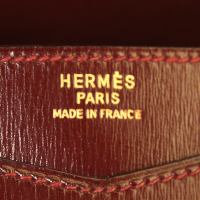 Hermès Pan bag in burgundy box leather - Detail D3