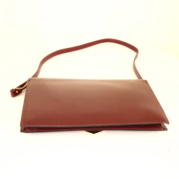 Hermès Pan bag in burgundy box leather - Detail D4