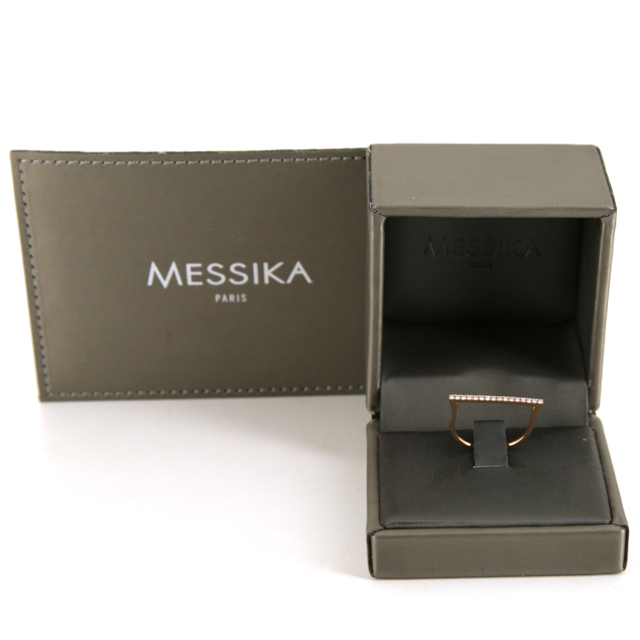 Rigid Messika Gatsby Barrette ring in pink gold and diamonds - Detail D2