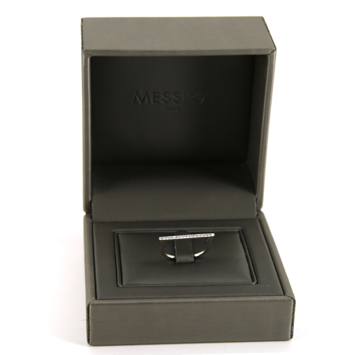 Anello rigido Messika Gatsby Barrette in oro bianco e diamanti - Detail D2