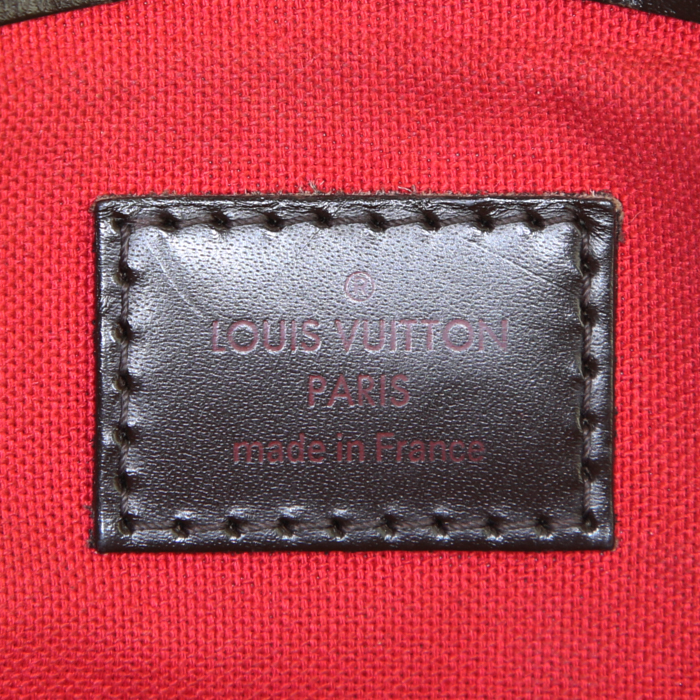 Louis Vuitton Verona handbag in ebene damier canvas and brown leather - Detail D3