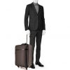 Saint Laurent suitcase in brown monogram canvas and black leather - Detail D1 thumbnail