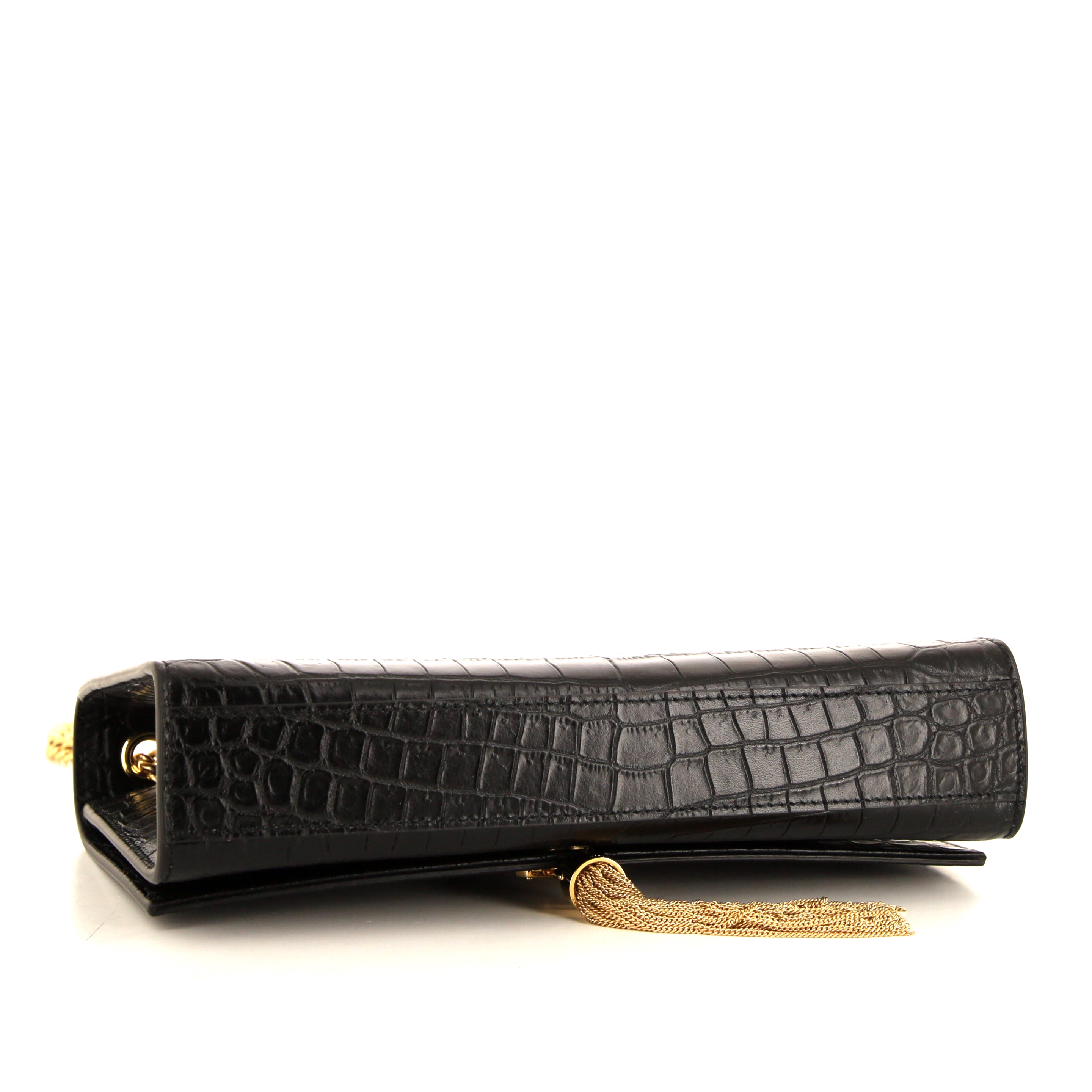 Sac Saint Laurent Kate Medium pompon en cuir noir - Detail D4