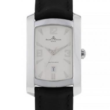 Reloj Baume 
Mercier Hampton Classic de acero y cuero negro Circa  2000