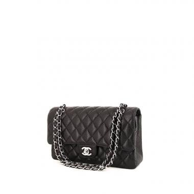 Chanel Timeless Classic handbag in black quilted grained leather