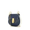 Chloé Drew small model shoulder bag in blue and beige leather - 00pp thumbnail