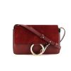Chloé Faye shoulder bag in burgundy suede and burgundy leather - 360 thumbnail
