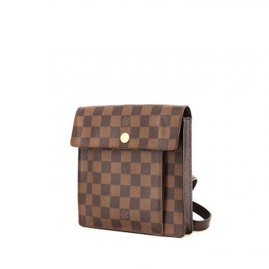 Sac bandoulière Louis Vuitton Pimlico en toile damier ébène et cuir marron