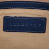 Burberry bag worn on the shoulder or carried in the hand in beige Haymarket canvas and blue patent leather - Detail D3 thumbnail