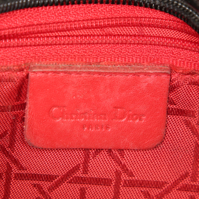 Dior Cannage bag worn on the shoulder or carried in the hand in black canvas and leather - Detail D3