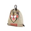 Gucci backpack in beige monogram canvas and black leather - 00pp thumbnail