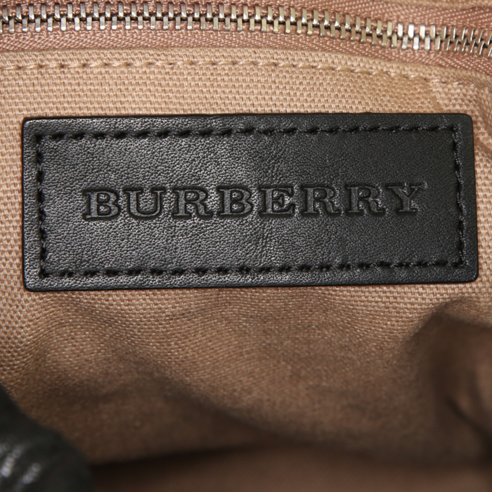 Shopping bag Burberry Susanna in pelle martellata nera - Detail D4