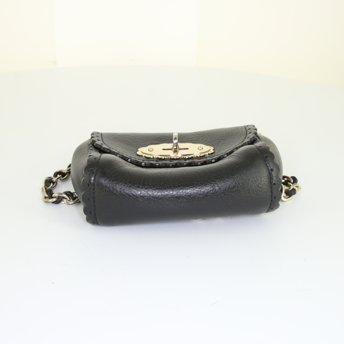 Sac bandoulière Mulberry mini en cuir noir - Detail D4