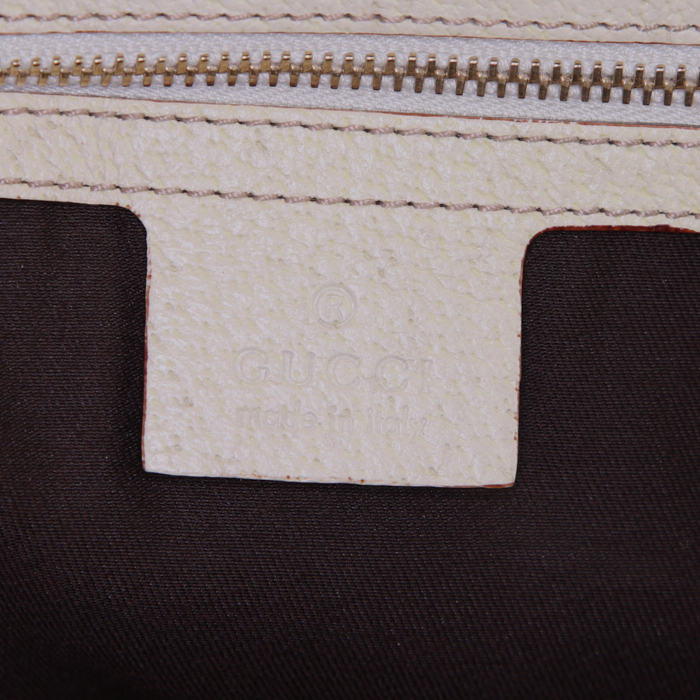 Sac à main Gucci Jolicoeur en toile siglée beige et cuir blanc - Detail D3