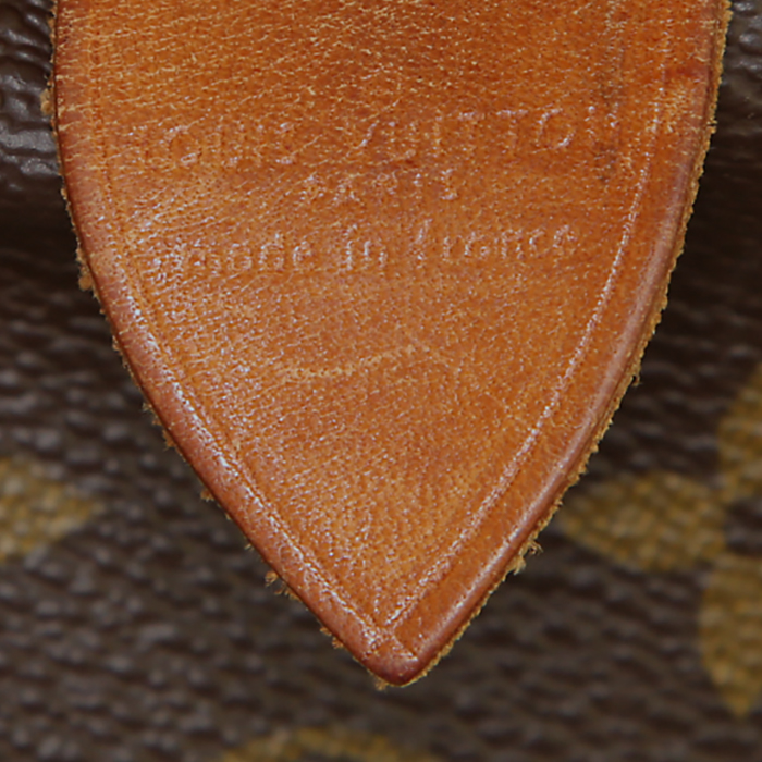 Borsa Louis Vuitton Speedy 40 in tela monogram marrone e pelle naturale - Detail D3