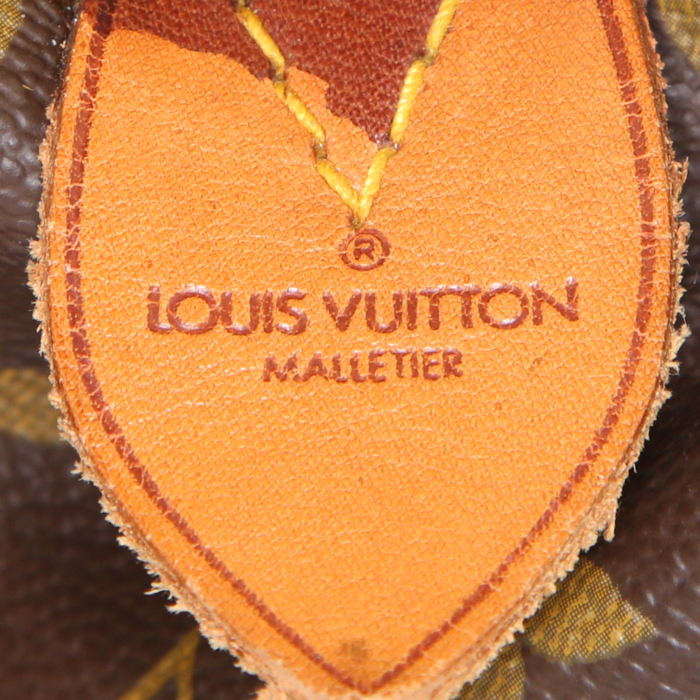 Bolsa de viaje Louis Vuitton Keepall 50 cm en lona Monogram marrón y cuero natural - Detail D3
