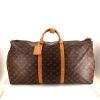Louis Vuitton Keepall 60 cm travel bag in monogram canvas and natural leather - 360 thumbnail