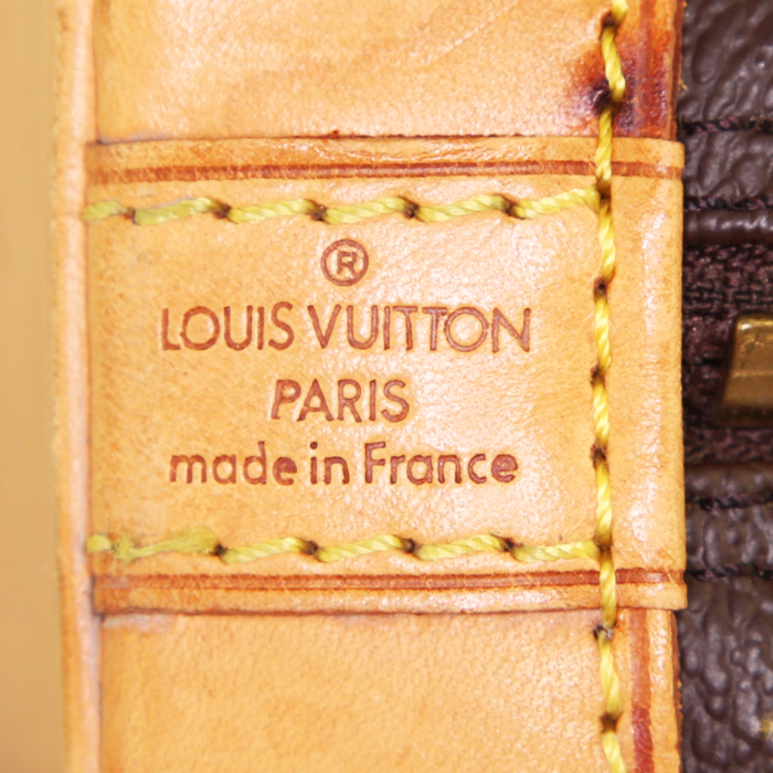 Bolso de mano Louis Vuitton Alma en lona Monogram y cuero natural - Detail D3