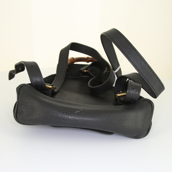 Zaino Gucci Bamboo in camoscio nero e pelle nera - Detail D4