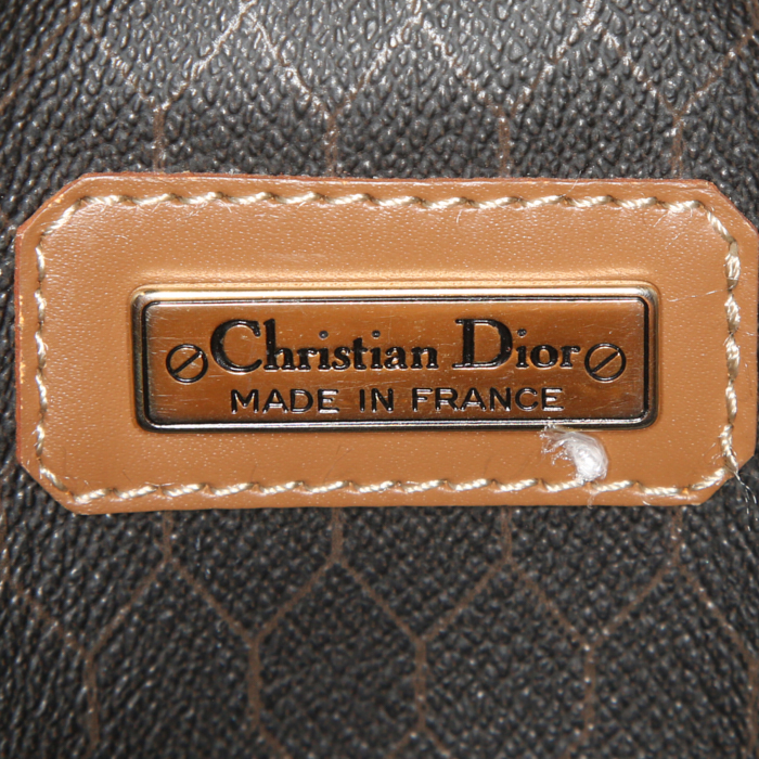 Sac de voyage Dior Vintage en toile monogram marron et cuir marron - Detail D3