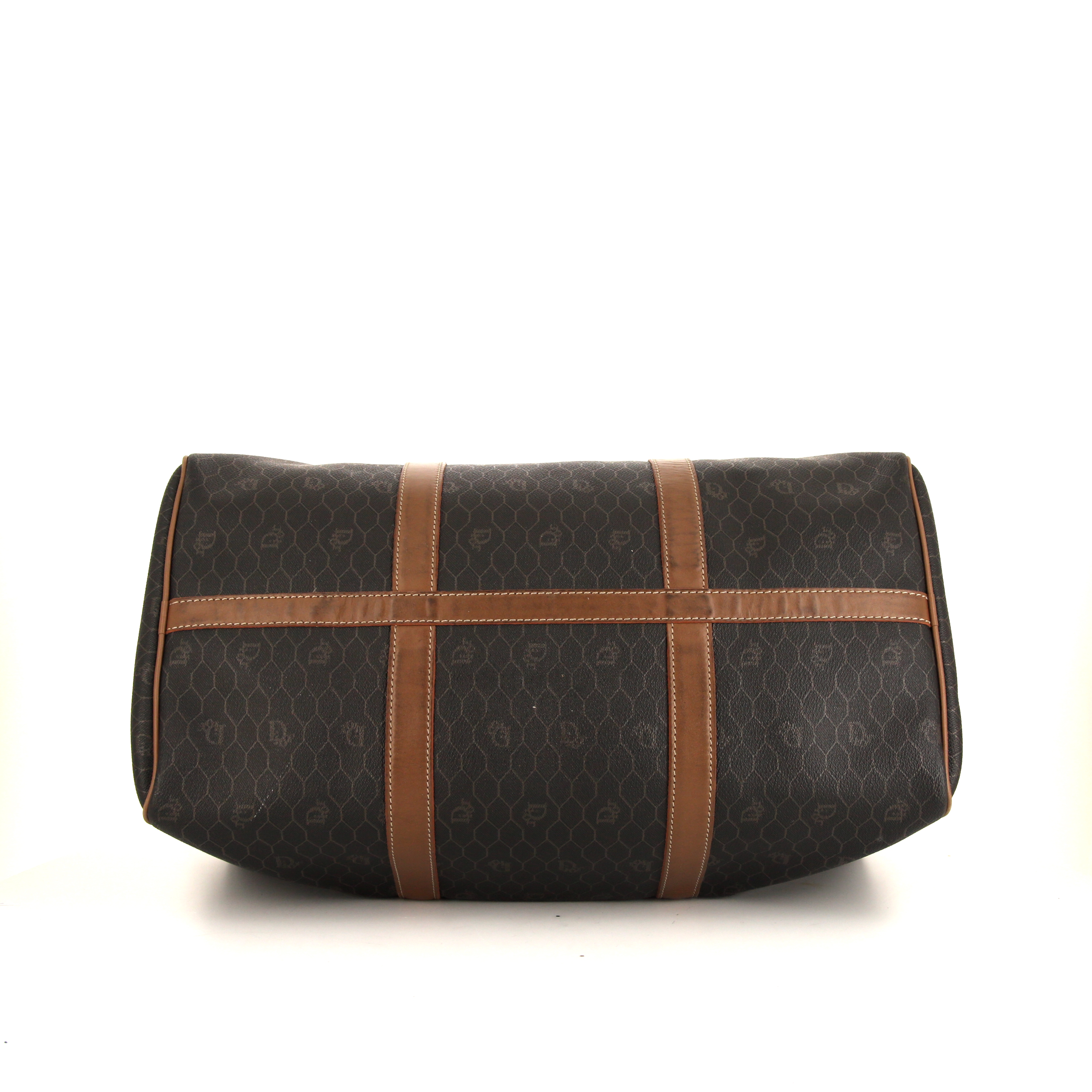 Dior Vintage travel bag in brown monogram canvas and brown leather - Detail D4