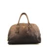 Prada handbag in brown and black grained leather - 360 thumbnail