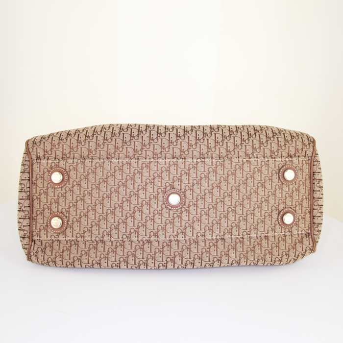 Bolso de mano Dior My Dior en lona Monogram beige y cuero bicolor - Detail D4